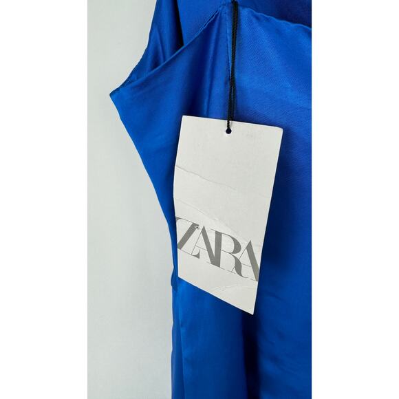 Zara Blue Satin Mini Dress - Picture 13 of 14